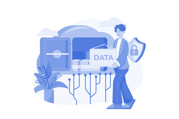 Cloud Data Center Illustration concept on white background