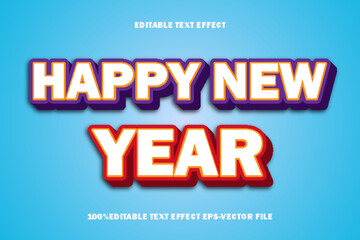 Obraz premium Happy New Year Editable Text Effect 3D Emboss Gradient Style