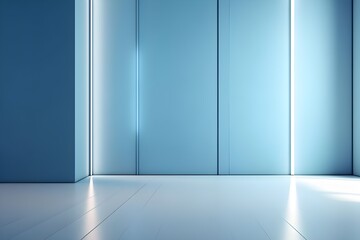 3D rendering of an empty room with blue walls, floor and ceiling.