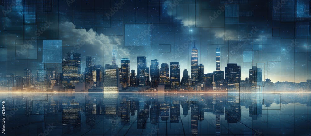 Poster the abstract background pattern in the office represents the business concept of finance with a text