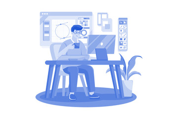 Graphic Designer crafting visual concepts on computer