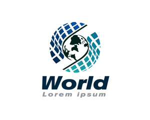 world solar power solution logo icon symbol design template illustration inspiration