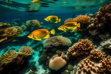 Naklejka na ściany i meble coral reef with fish Generated Ai