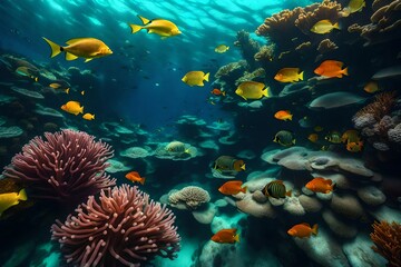 Fototapeta na wymiar coral reef with fish Generated Ai