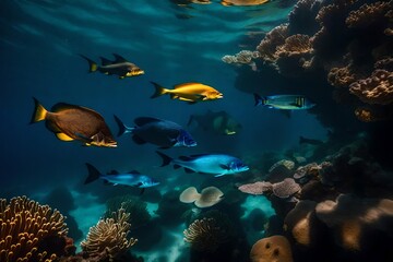 Naklejka na ściany i meble coral reef and fish Generated Ai