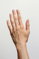 woman finger hand back on a white background created with Generative AI Technology