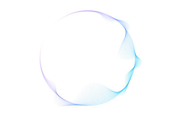 Abstract circle round frame flowing dot particles pattern colorful gradient purple and blue color isolated on transparent background. Vector in concept modern, technology, science, music. - 675633660