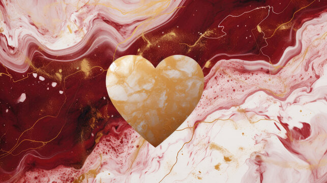 marble background wallpaper with stylish love heart pink gold and white bronze dark beige created with Generative AI Technology
