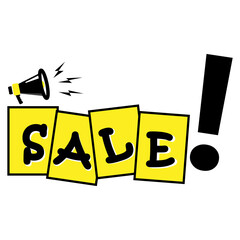 Megaphone with sale speech bubble. Loudspeaker. Banners for business, marketing, industry, recruitment, advertising, announcements and others. With a simple and clear appearance