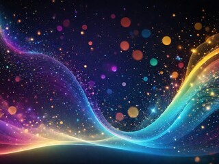Fototapeta na wymiar Futuristic digital rainbow flowing particles wave and sparkling light abstract background. A Generative AI Digital Illustration.