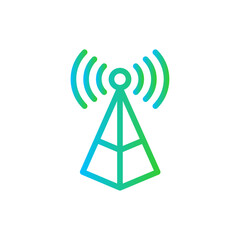 Broadcast digitalization business icon with blue and green gradient outline style. broadcast, media, video, technology, television, broadcasting, live. Vector Illustration