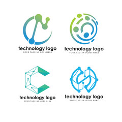 modern technology logo set