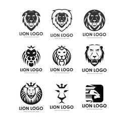 Lion logo set - vector illustration, emblem design on white background.