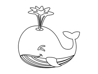 Coloring baby whale marine life fish vector drawing