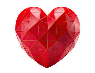 Red polygonal heart isolated on transparent background