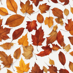 plain white background in the center and autumn leaves around