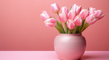 pink tulips in vase