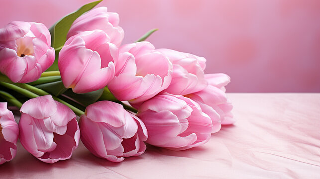 pink tulips in a vase HD 8K wallpaper Stock Photographic Image 
