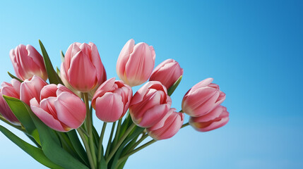 pink tulips against sky HD 8K wallpaper Stock Photographic Image 
