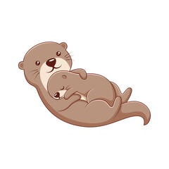 Cute Otter Character Design Illustration