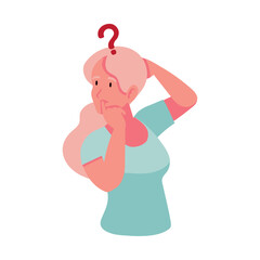 woman thinking and question mark