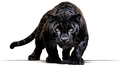 Black panther isolated on white background