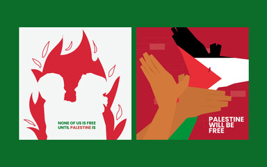 people freedom free palestine design poster social media post in flat illustration - obrazy, fototapety, plakaty