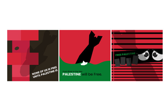 free palestine design poster social media post in flat illustration