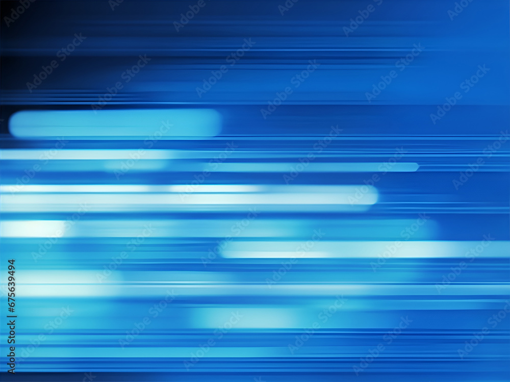 Poster digitally created image of blue lights and fast moving lines over a black background.