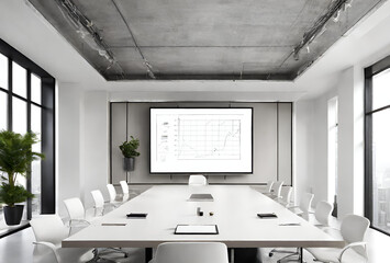 WHITE MODERN OFFICE ROOM WITH WHITEBOARD