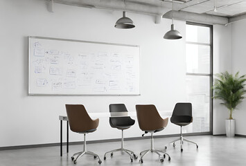 Fototapeta premium WHITE MODERN OFFICE ROOM WITH WHITEBOARD