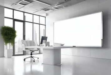 WHITE MODERN OFFICE ROOM WITH WHITEBOARD