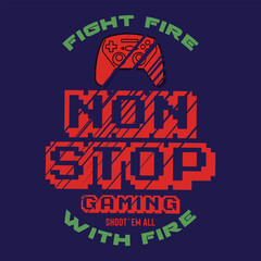 Typographic vector illustration of computer game theme for t shirt graphics