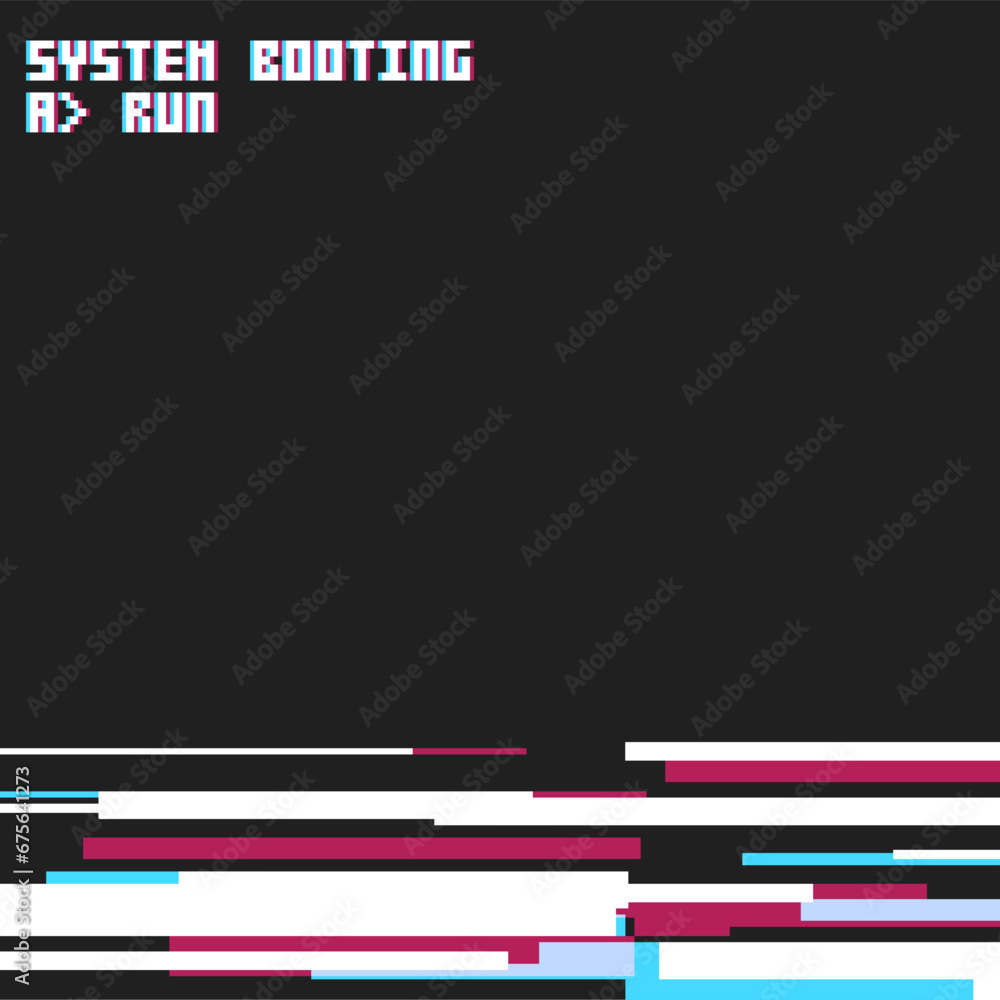 Poster Glitched Bottom Lines with Pixel Prompt Text backgorund