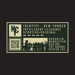 New york city theme label. Tee shirt graphics. Print. Vector