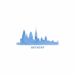 Photo sur Aluminium Anvers Antwerp watercolor cityscape skyline city panorama vector flat modern logo, icon. Belgium town emblem concept with landmarks and building silhouettes. Isolated graphic