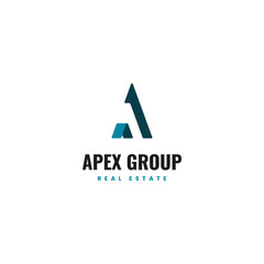 Real estate logo template and letter A roof in blue color on white background.