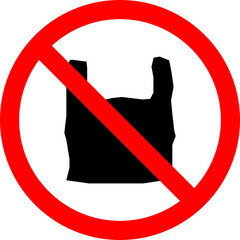 Say no to plastic bag icon sign in red stop circle environmental protection. illustration