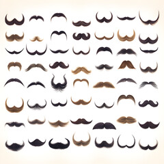 Many different styles of mustaches. Generative ai. 