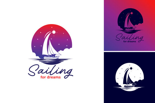 Sailing for Dream logo design. refers to a design asset centered around creating a logo related to sailing. This asset is suitable for events related to sailing or the maritime industry.