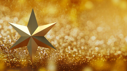 The Gold Christmas star for holiday or celebration concept 3d rendering.
