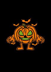 Pumpkin Halloween Bat
