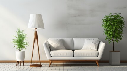 room interior mockup backdrop template beauty sofa on white plain wall daytime home interior design background concept