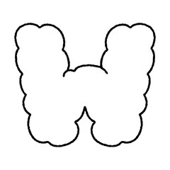 Alphabet Cloud Bubble outline Cute doodle cloudy Typography pastel colorful Trendy Retro Y2k childish for birthday nursery baby shower