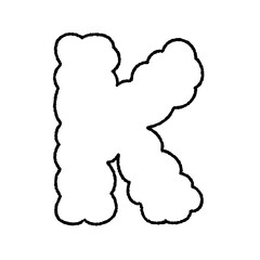 Alphabet Cloud Bubble outline Cute doodle cloudy Typography pastel colorful Trendy Retro Y2k childish for birthday nursery baby shower