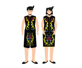 Black Pairs With Colorful Unique Pattern West Borneo | Indonesian Traditional Clothes