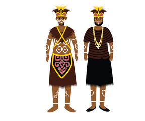 Brown and Black Unique Set Papua | Indonesian Traditional Clothes