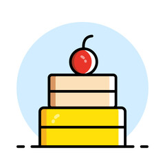 Celebration Extravaganza: Vibrant New Year and Birthday Cake Icon Design