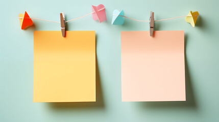 Colorful Notecards on Pegs with a Pastel Color Theme