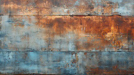 Obraz premium Rusty Metal Wall with Blue Stain